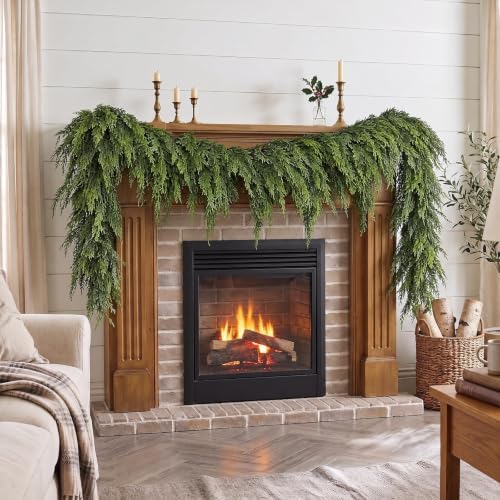 6FT 1Pcs Artificial Cedar Pine Garland Christmas Greenery for Mantle Decor, alternate view 3