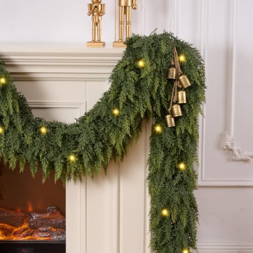 6FT 1Pcs Christmas Cedar Garland with Lights Realistic Faux Pine Garlands, alternate view 3