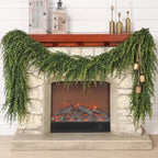 6FT 2PCS Artificial Christmas Cedar Pine Garlands for Mantle Home Decor in Green, alternate view 2