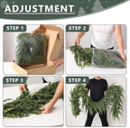 6FT 2PCS Artificial Christmas Cedar Pine Garlands for Mantle Home Decor in Green, alternate view 6