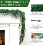 6Ft 2Pcs Artificial Norfolk Pine Garland, Real Touch Faux Greenery for Fireplace Mantel Staircase Wall, alternate view 4