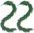 6Ft 2Pcs Artificial Norfolk Pine Garland, Real Touch Faux Greenery for Fireplace Mantel Staircase Wall, alternate view 5