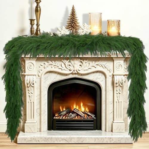 6FT 4 PCS Artificial Norfolk Pine Garlands, Real Touch Christmas Decorations in Green