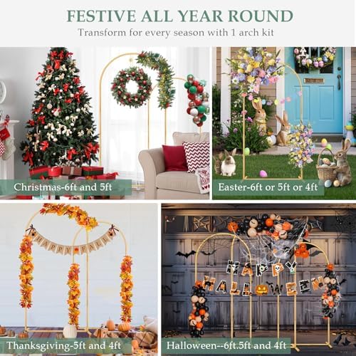 6FT 5FT 4FT Wedding Arch Backdrop Stand Kit Set of 3, alternate view 5