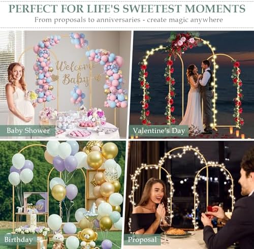 6FT 5FT 4FT Wedding Arch Backdrop Stand Kit Set of 3, alternate view 6