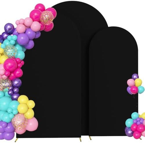 6ft,6.6ft,7.2ft Black Set of 3 Arch Backdrop Cover (No Stand) in 6FT-6.6FT-7.2FT in Black