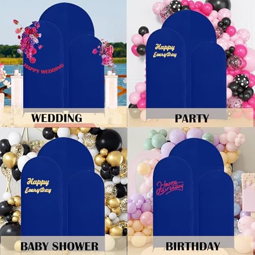 6ft,6.6ft,7.2ft Royal Blue Set of 3 Arch Backdrop Cover(No Stand) in 6FT-6.6FT-7.2FT in Royal Blue, alternate view 5
