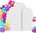 6ft,6.6ft,7.2ft White Set of 3 Arch Backdrop Cover (No Stand) in 6FT-6.6FT-7.2FT in White