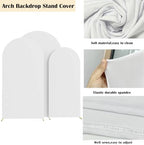 6ft,6.6ft,7.2ft White Set of 3 Arch Backdrop Cover (No Stand) in 6FT-6.6FT-7.2FT in White, alternate view 4