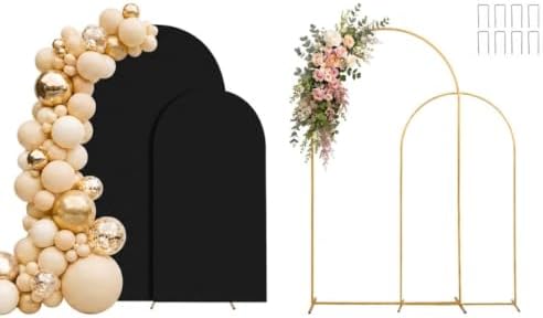 6FT,7.2FT Arch Backdrop Stand and Cover Set (Black) in 6,7.2FT in Black