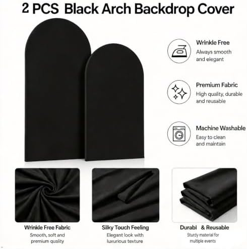 6FT,7.2FT Arch Backdrop Stand and Cover Set (Black) in 6,7.2FT in Black, alternate view 4