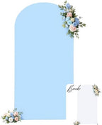 6FT Arch Backdrop Cover, Double-Color White & Blue Wedding Arch Cover, Spandex Fitted Backdrop Arch Cover for