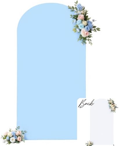 6FT Arch Backdrop Cover, Double-Color White & Blue Wedding Arch Cover, Spandex Fitted Backdrop Arch Cover for
