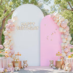6FT Arch Backdrop Cover, Double-Color White & Pink Wedding Arch Covers, Spandex Fitted Arch Backdrop Stand Cover, alternate