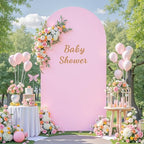 6FT Arch Backdrop Cover, Double-Color White & Pink Wedding Arch Covers, Spandex Fitted Arch Backdrop Stand Cover, alternate
