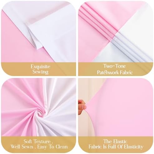 6FT Arch Backdrop Cover, Double-Color White & Pink Wedding Arch Covers, Spandex Fitted Arch Backdrop Stand Cover, alternate
