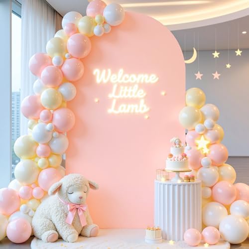 6FT Arch Backdrop Cover, Dusty Pink Arch Covers for Wedding, Double-Sided Arch Covers Stretchy Backdrop for Baby, alternate