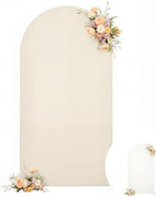 6FT Arch Backdrop Cover for Wedding, White Beige Stretchy Spandex Fitted Arch Stand Cover for Wedding Ceremony