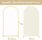 6FT Arch Backdrop Cover for Wedding, White Beige Stretchy Spandex Fitted Arch Stand Cover for Wedding Ceremony, alternate