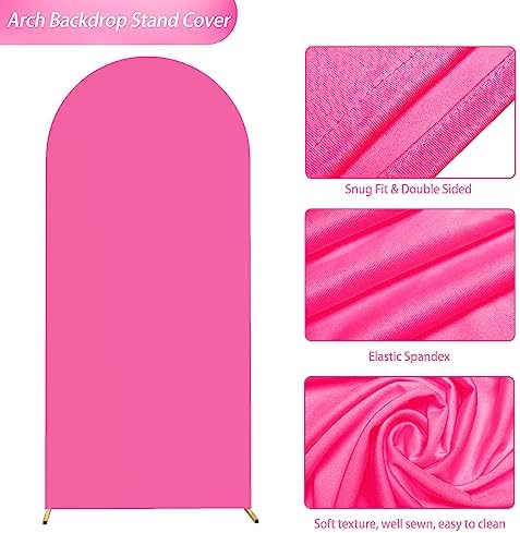 6FT Arch Backdrop Cover Fushia Arch Cover Stretchy Backdrop, alternate view 4