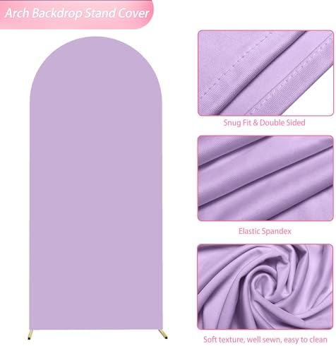 6FT Arch Backdrop Cover Lavender Arch Covers Stretchy Backdrop, alternate view 4