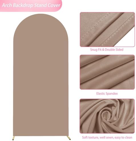 6FT Arch Backdrop Cover Nude Brown Arch Covers Stretchy Backdrop, alternate view 5
