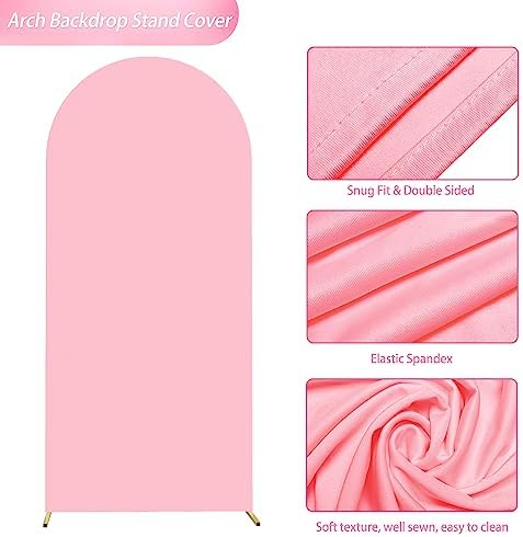 6FT Arch Backdrop Cover Pink Arch Covers Strethy Backdrop, alternate view 4