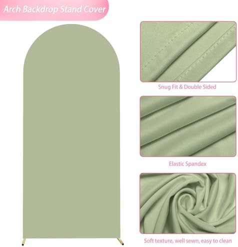 6FT Arch Backdrop Cover Sage Green Arch Covers Stretchy Backdrop, alternate view 5