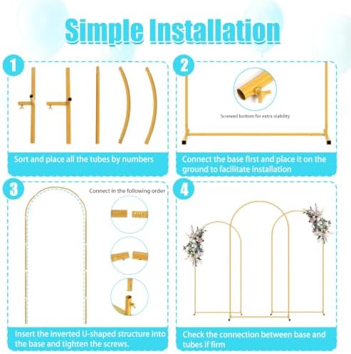 6FT Arch Backdrop Stand and Blue Cover Set, Balloon Arch Stand, alternate view 6