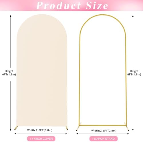 6FT Arch Backdrop Stand and Cover Set, Arch Stand with Beige Cover, alternate view 3