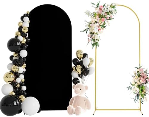 6FT Arch Backdrop Stand and Cover Set, Arch Stand with Black Cover