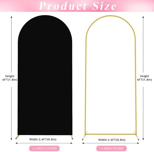 6FT Arch Backdrop Stand and Cover Set, Arch Stand with Black Cover, alternate view 3