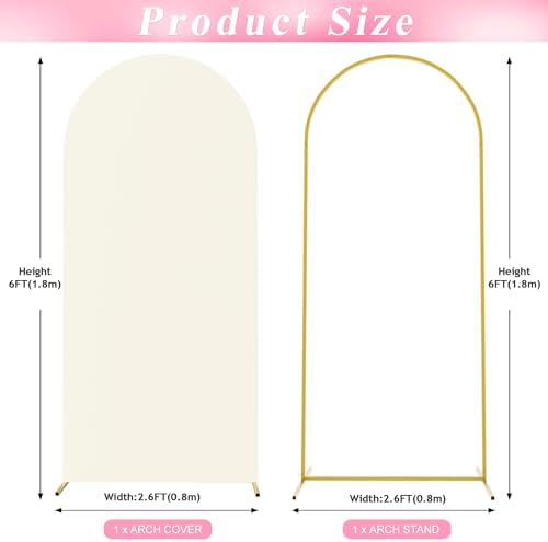 6FT Arch Backdrop Stand and Cover Set, Arch Stand with Ivory Cover, alternate view 3