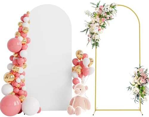 6FT Arch Backdrop Stand and Cover Set, Arch Stand with White Cover