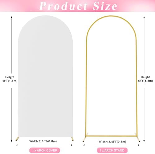 6FT Arch Backdrop Stand and Cover Set, Arch Stand with White Cover, alternate view 3
