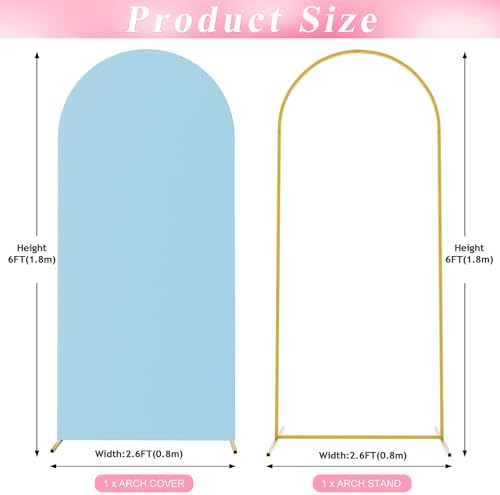 6FT Arch Backdrop Stand and Cover Set, Arch with Dusty Blue Cover, alternate view 3