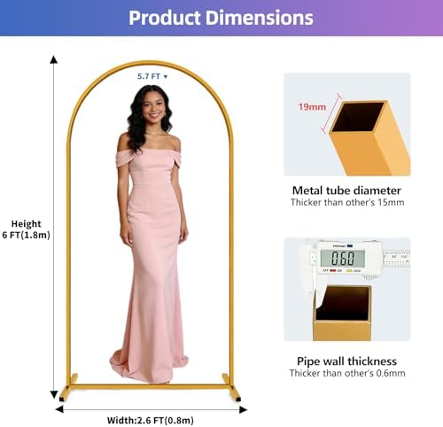 6FT Arch Backdrop Stand Gold, alternate view 2