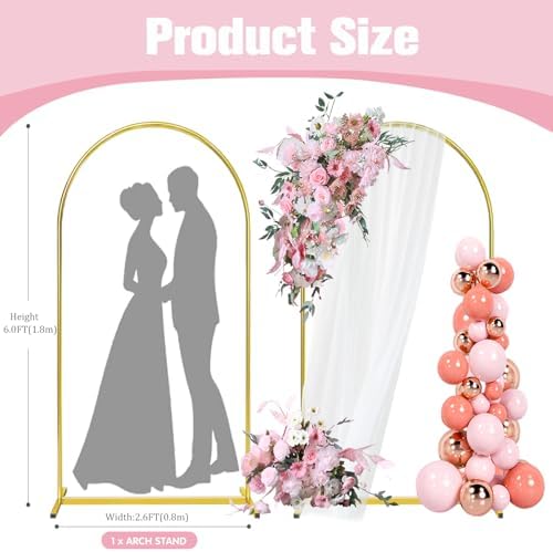 6FT Arch Backdrop Stand, Gold Metal Arch Stand Backdrop, alternate view 4