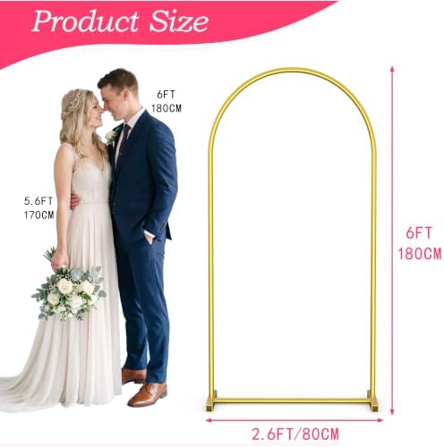 6FT Arch Backdrop Stand, Gold Metal Arch Stand for Wedding, alternate view 3