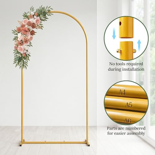 6FT Arch Backdrop Stand, Metal Gold Wedding Arch Frame, alternate view 2