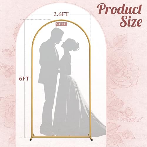6FT Arch Backdrop Stand, Metal Gold Wedding Arch Frame, alternate view 7