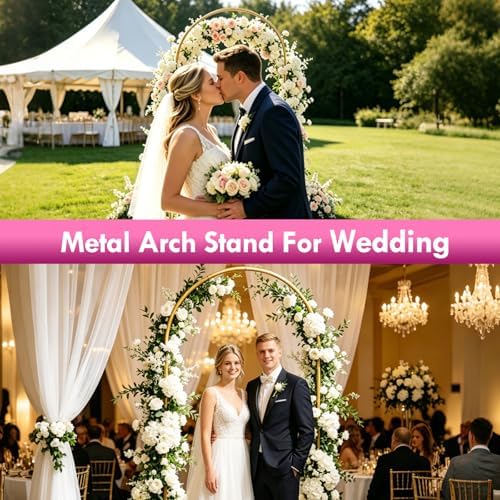 6ft Arch Backdrop Stand, Metal Wedding Arch Backdrop Stand Gold, alternate view 2