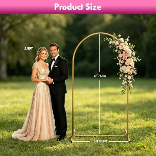 6ft Arch Backdrop Stand, Metal Wedding Arch Backdrop Stand Gold, alternate view 5