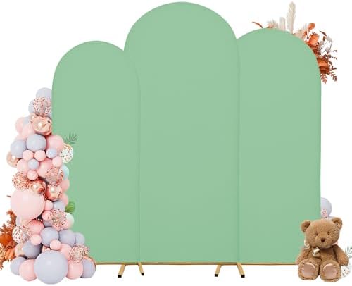 6FT Arch Covers, Mint Green Arch Backdrop Cover Set of 3, Cover Only in 7.2FT+6.6FT+6FT in Mint Green