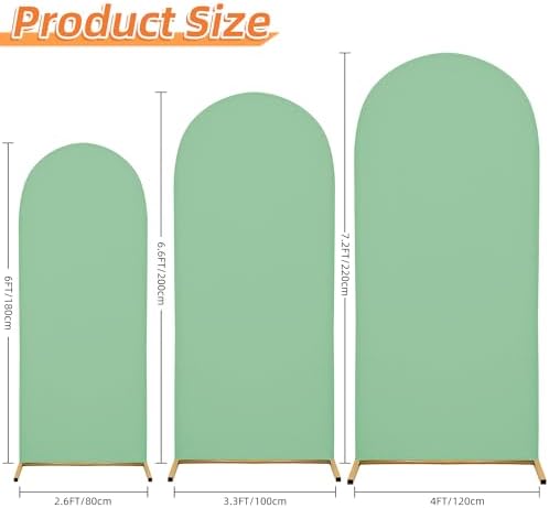6FT Arch Covers, Mint Green Arch Backdrop Cover Set of 3, Cover Only in 7.2FT+6.6FT+6FT in Mint Green, alternate view 2