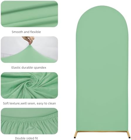 6FT Arch Covers, Mint Green Arch Backdrop Cover Set of 3, Cover Only in 7.2FT+6.6FT+6FT in Mint Green, alternate view 5