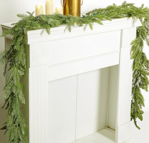 6ft Artificial Christmas Garland - Realistic Faux Pine Garland for Fireplace Mantel, Indoor Outdoor Holiday