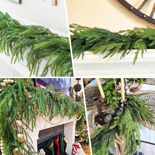6ft Artificial Christmas Garland - Realistic Faux Pine Garland for Fireplace Mantel, Indoor Outdoor Holiday, alternate view 3