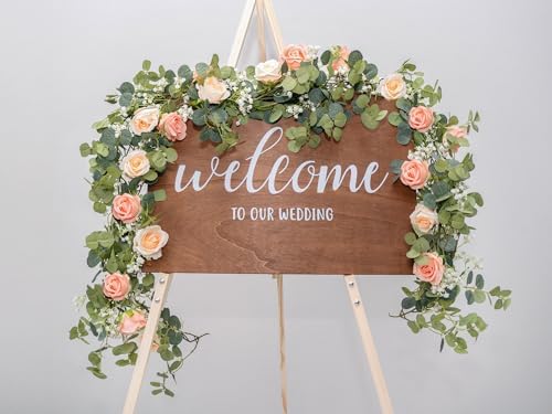 6FT Artificial Eucalyptus Flower Garland with Pink Roses & Baby's Breath, alternate view 5