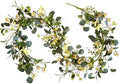 6FT Artificial Eucalyptus Garland, Spring Greenery Garland with Berries and Wildflowers for Home Table Mantle